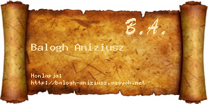 Balogh Aniziusz névjegykártya